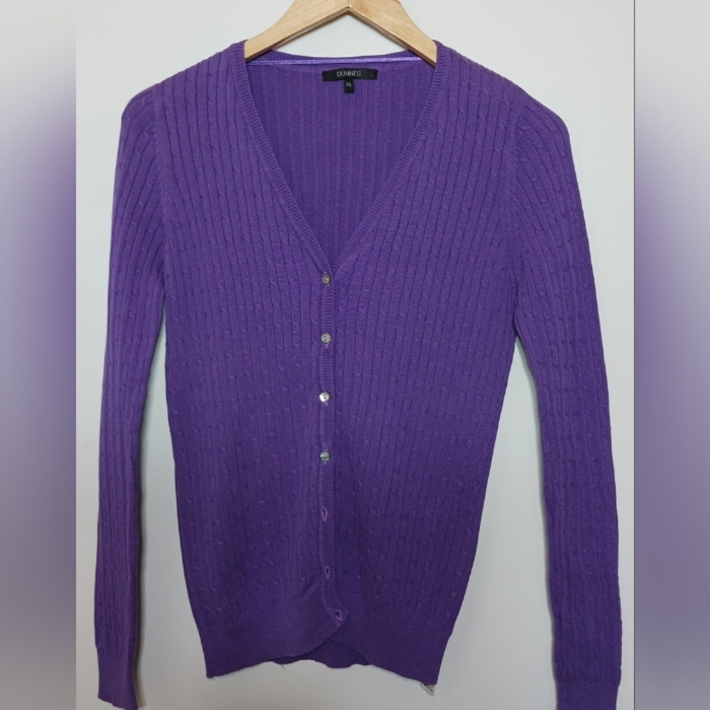 Made in Spain St. Bernard for Dunnes purple ribbed cardigan v neck  XL cotton